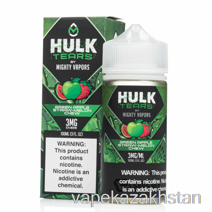 Vape Kazakhstan Green Apple Straw Melon Chew - Hulk Tears - 100mL 3mg